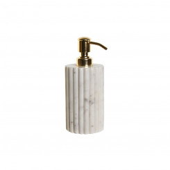 Soap dispenser Home ESPRIT White Golden Metal Marble 8 x 8 x 20 cm
