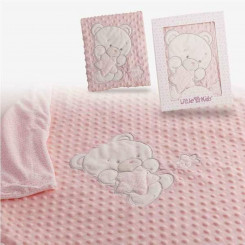Baby blanket Pink Bear Double Embroidery (100 x 75 cm)