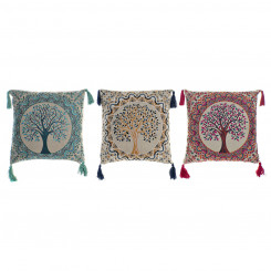 Cushion DKD Home Decor Red Tree Blue Yellow 40 x 10 x 40 cm (3 Pieces, parts)