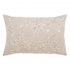 Cushion Polyester Cotton Beige Kwiaty 60 x 40 cm