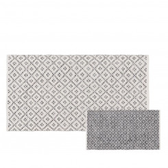 Carpet White Gray 70 % cotton 30 % Polyester 80 x 150 cm