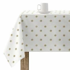 Stain-resistant resin-coated tablecloth Mauré Snowflakes Gold 200 x 140 cm
