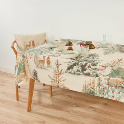 Stain-resistant resin-coated tablecloth Muaré Christmas Deer 250 x 140 cm