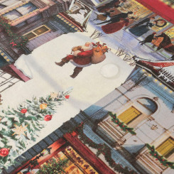Stain-resistant resin-coated tablecloth Muaré Christmas City 250 x 140 cm