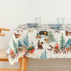 Stain-resistant resin-coated tablecloth Muaré Christmas Landscape 100 x 140 cm