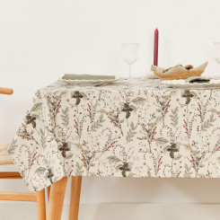 Stain-resistant resin-covered tablecloth Muaré Christmas Mistletoe 140 x 140 cm