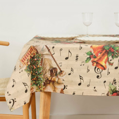 Stain-resistant resin-coated tablecloth Muaré Christmas Sheet Music 100 x 140 cm