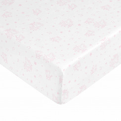Elastic bed sheet Peppa Pig White Pink 60 x 120 cm