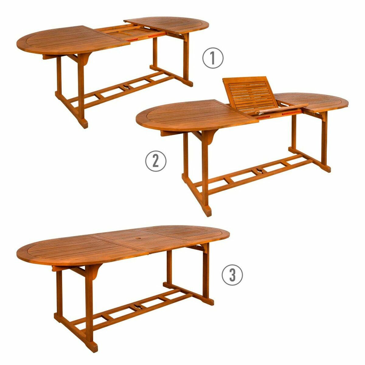 Expandable table Aktive Acacia Extendable Oval 200 x 100 x 74 cm
