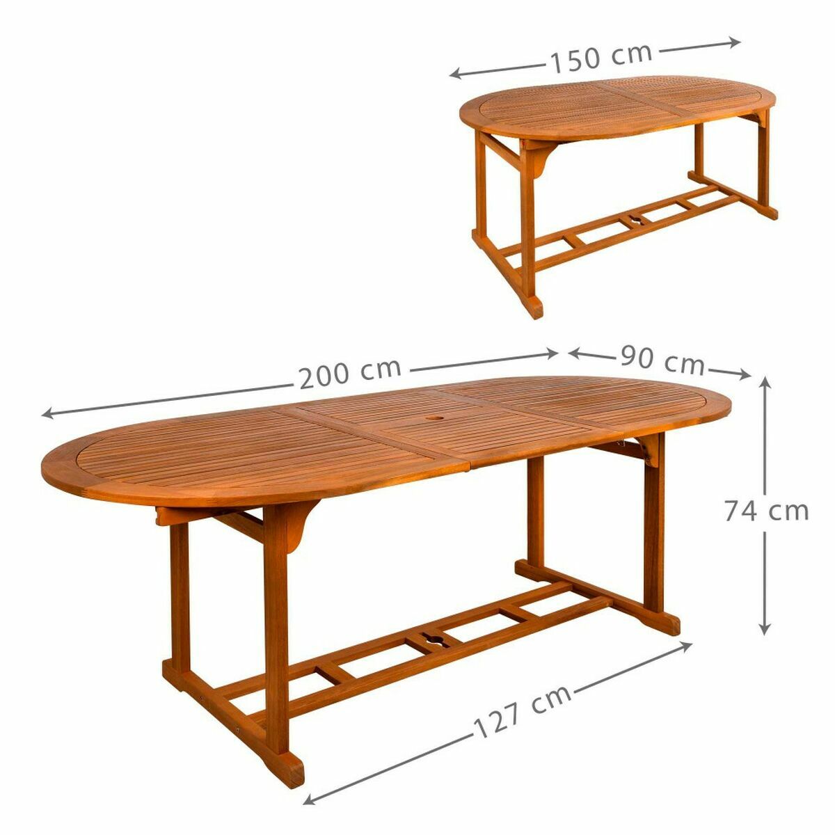 Expandable table Aktive Acacia Extendable Oval 200 x 100 x 74 cm