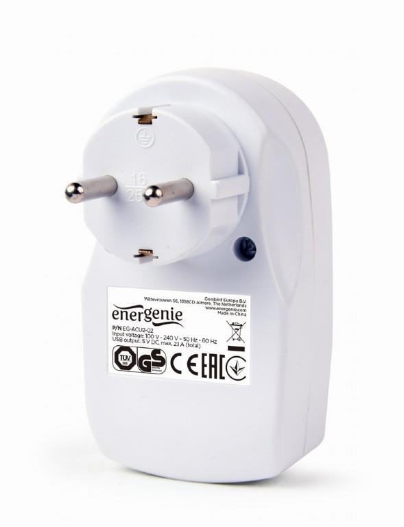 Charger Usb With P / T Ac Socket / Eg-Acu2-02 Gembird