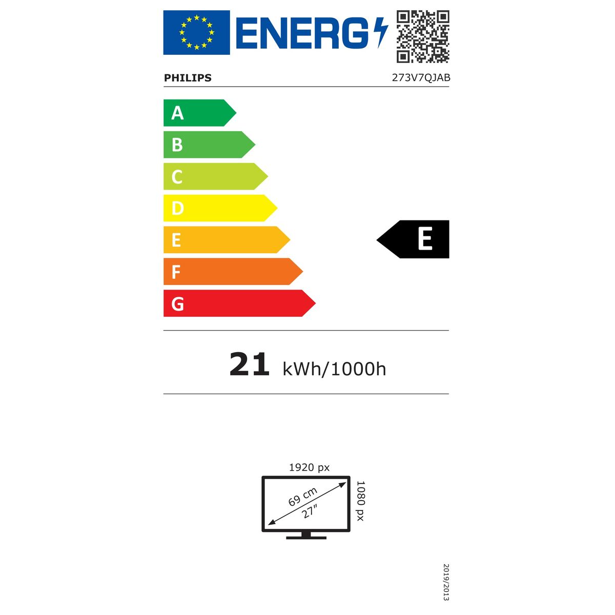 Monitor Philips 273V7QJAB/00 Full HD 27