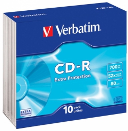 Matricas CD-R Verbatim 700MB 1x-52x Extra Protection Surface 10 Pack Slim