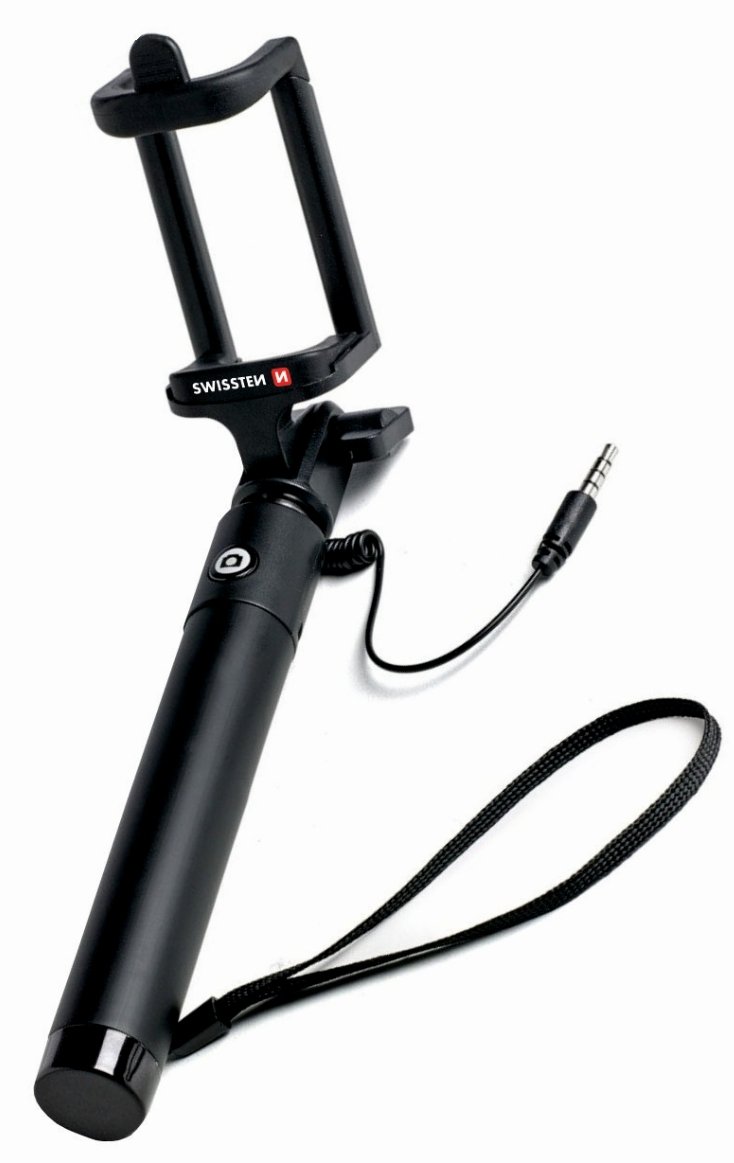 Swissten Wired Selfie Stick Black