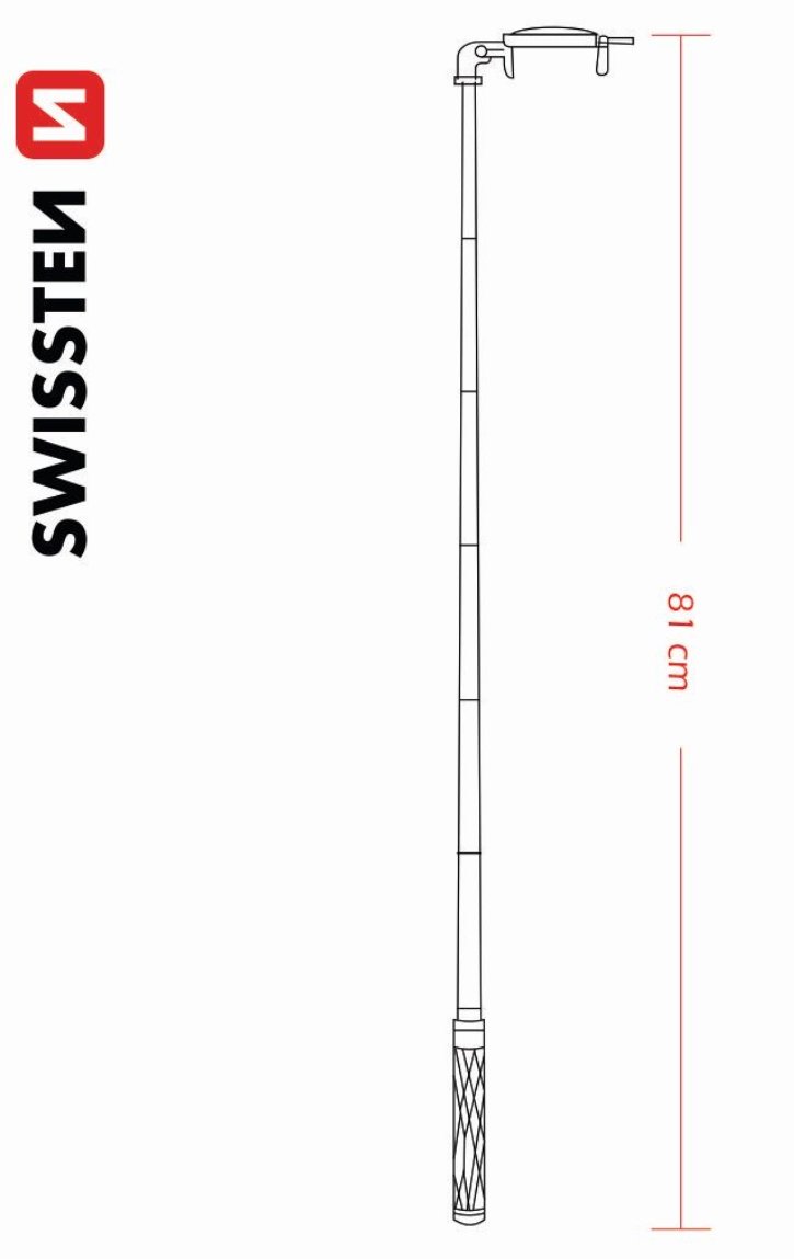 Swissten Wired Selfie Stick Black