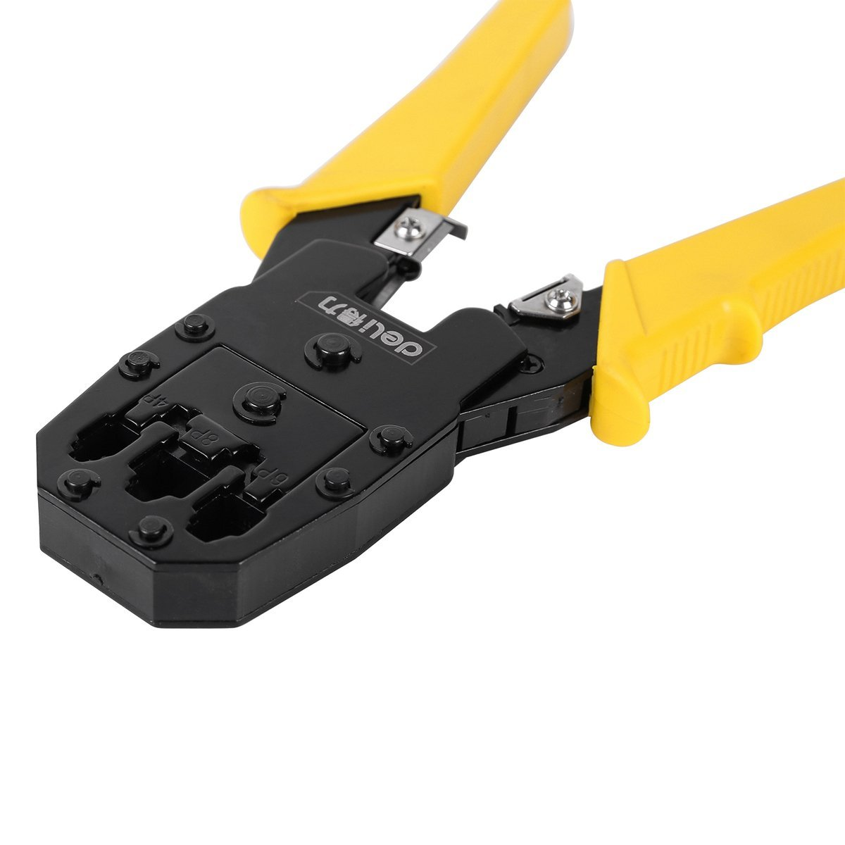 Deli Tools EDL2468 Ethernet connector crimping pliers, 4/6/8P, RJ45/RJ14/RJ12/RJ9 (yellow)
