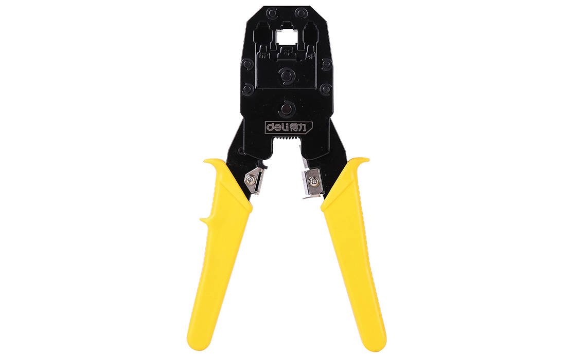 Deli Tools EDL2468 Ethernet connector crimping pliers, 4/6/8P, RJ45/RJ14/RJ12/RJ9 (yellow)
