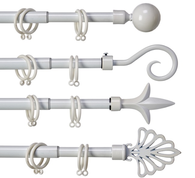 Curtain Bar Extendable 170 - 320 cm White Iron (8 Units)