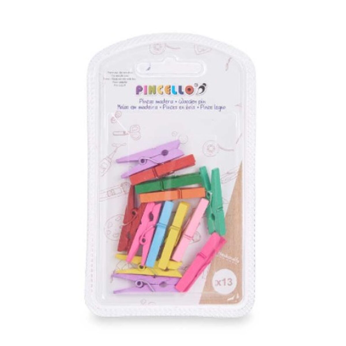 Clamps Pincello 396 Multicolour Wood Small (24 Units)