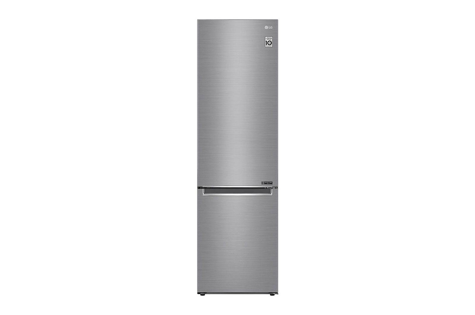 LG Refrigerator GBB72PZEMN Energy efficiency class E Free standing Combi Height 203 cm No Frost system Fridge net capacity 277 L Freezer net capacity 107 L 36 dB Silver