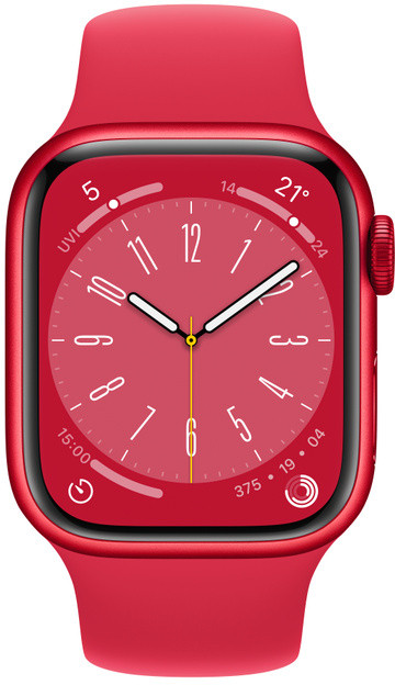 Apple Watch Series 8 MNP73EL/A Smart watches GPS (satellite) Retina LTPO OLED Touchscreen 41mm Waterproof Bluetooth Wi-Fi Red