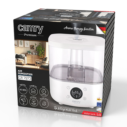 Camry CR 7973w Humidifier 23 W Water tank capacity 5 L Suitable for rooms up to 35 m² Ultrasonic Humidification capacity 100-260 ml/hr White