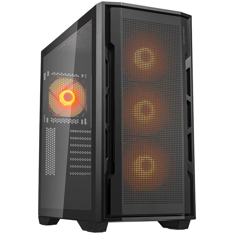 COUGAR   Uniface RGB Black   PC Case   Mid Tower  /  Mesh Front Panel  /  4 x 120mm ARGB Fans  /  TG Left Panel  /  Black