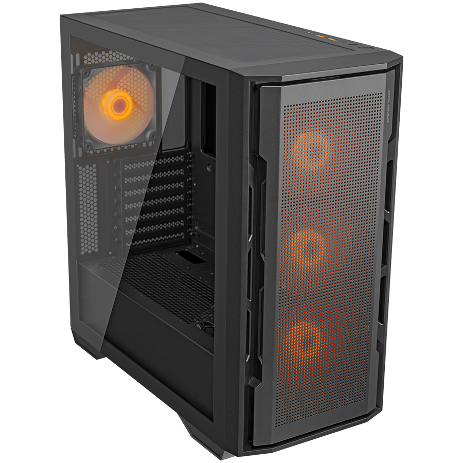 COUGAR   Uniface RGB Black   PC Case   Mid Tower  /  Mesh Front Panel  /  4 x 120mm ARGB Fans  /  TG Left Panel  /  Black