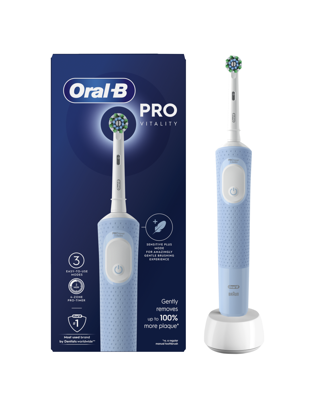 Oral-B   Vitality Pro Electric Toothbrush Rechargeable For adults Number of brush heads included 1 Number of teeth brushing modes 3 Blue