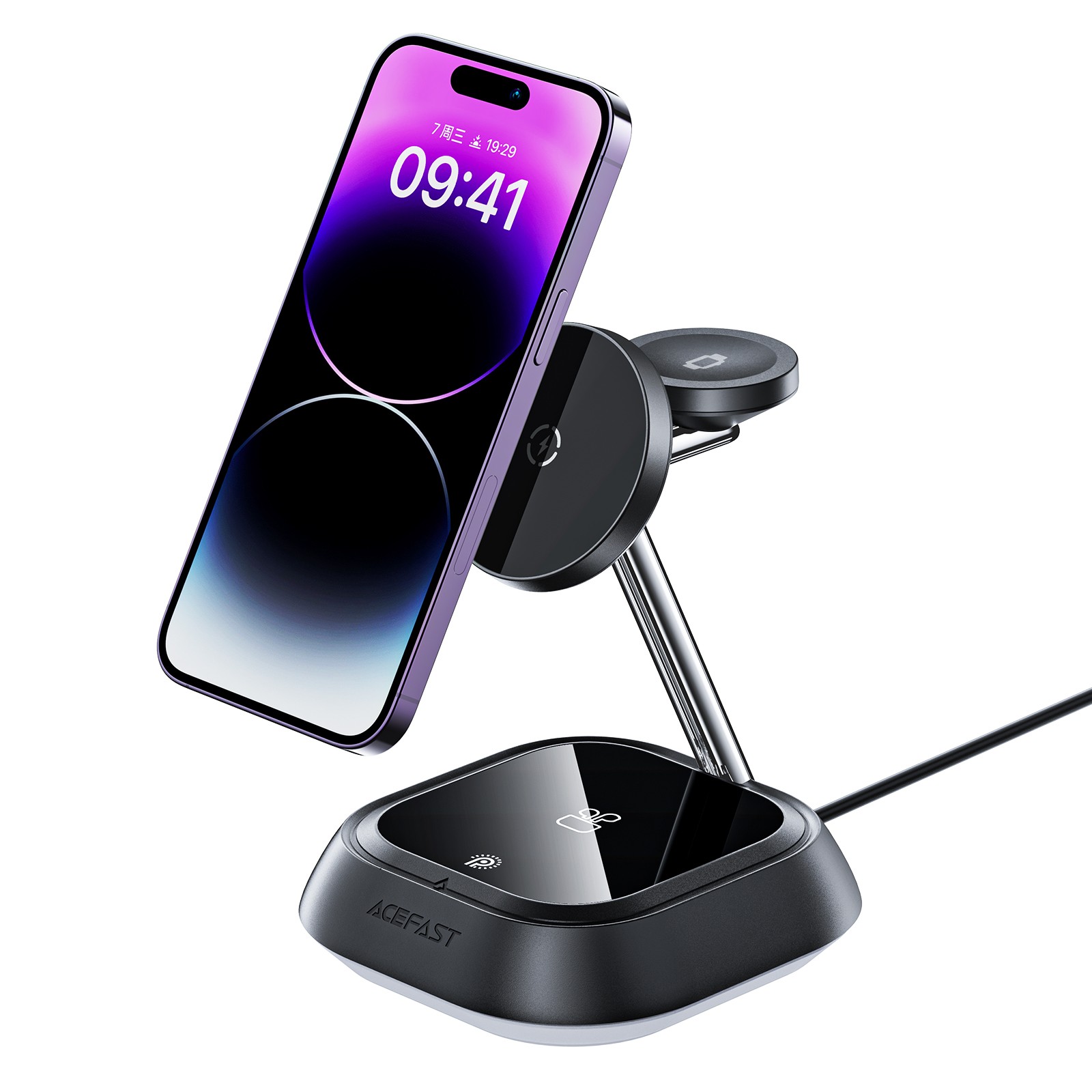 Wireless charging holder 3w1 Acefast E16 LED (black)