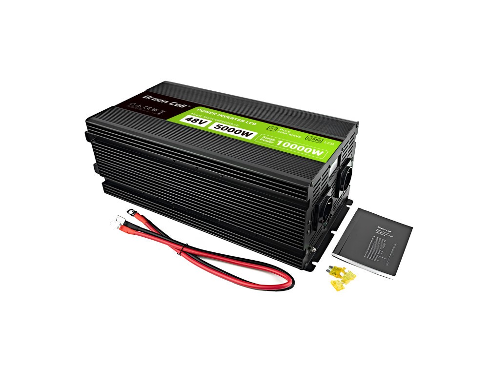 Green Cell Voltage converter PowerInverter LCD 48 V 5000W / 10000W Car converter with display - pure sine 10 kVA Black