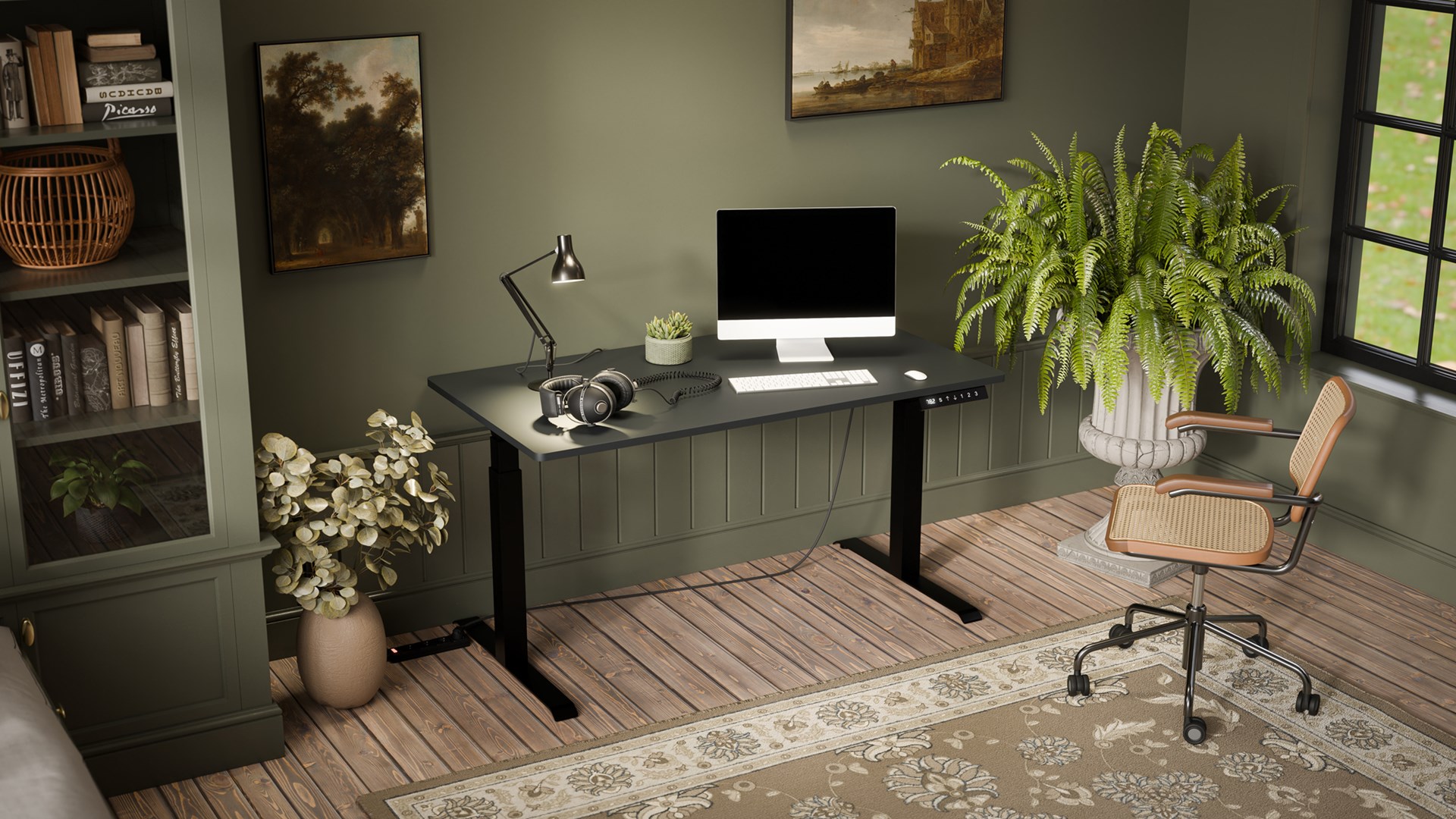 Desk with electric height adjustment MOON LONG 150x80x72-120 black / anthracite