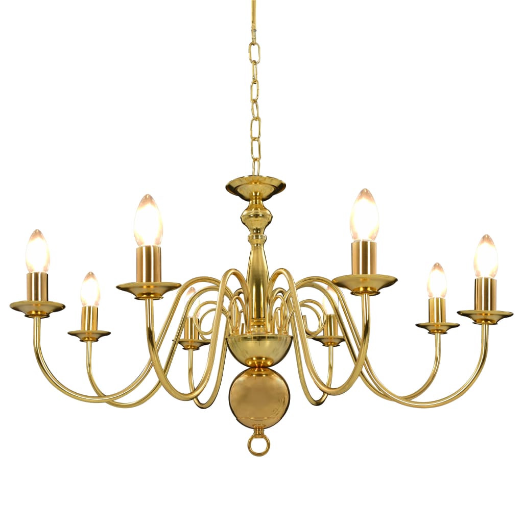 Chandelier, golden, with 8 x E14 light bulbs