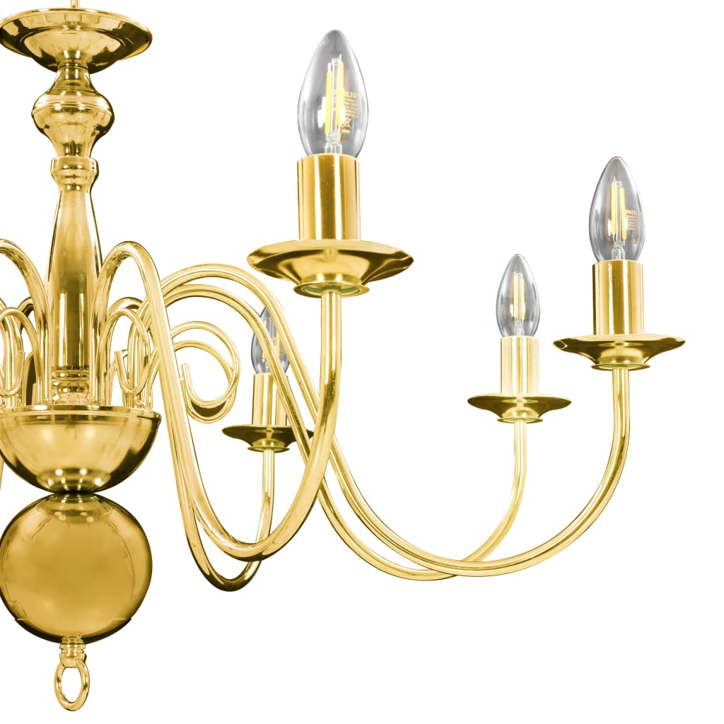 Chandelier, golden, with 8 x E14 light bulbs