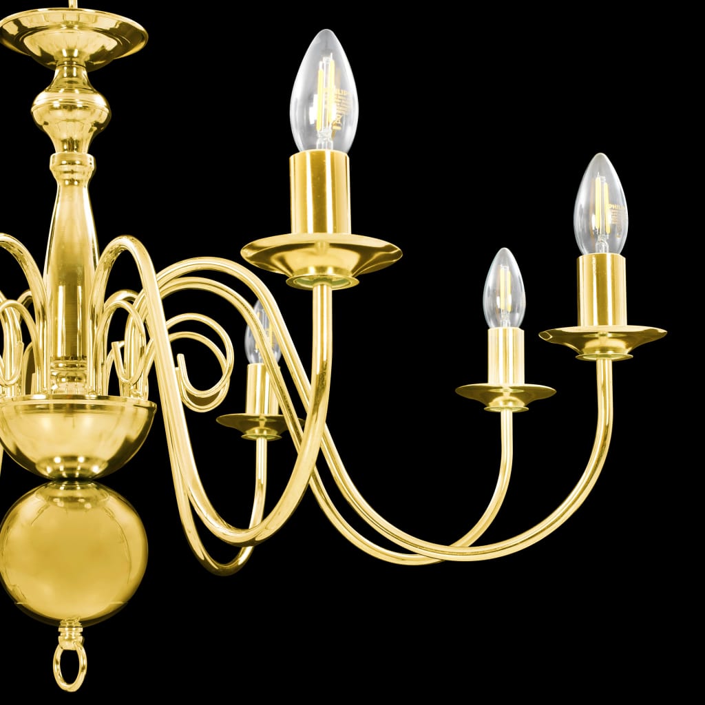 Chandelier, golden, with 8 x E14 light bulbs
