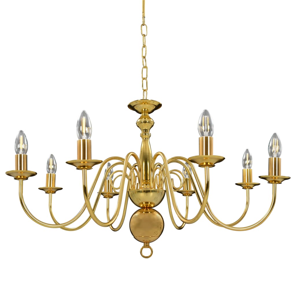 Chandelier, golden, with 8 x E14 light bulbs