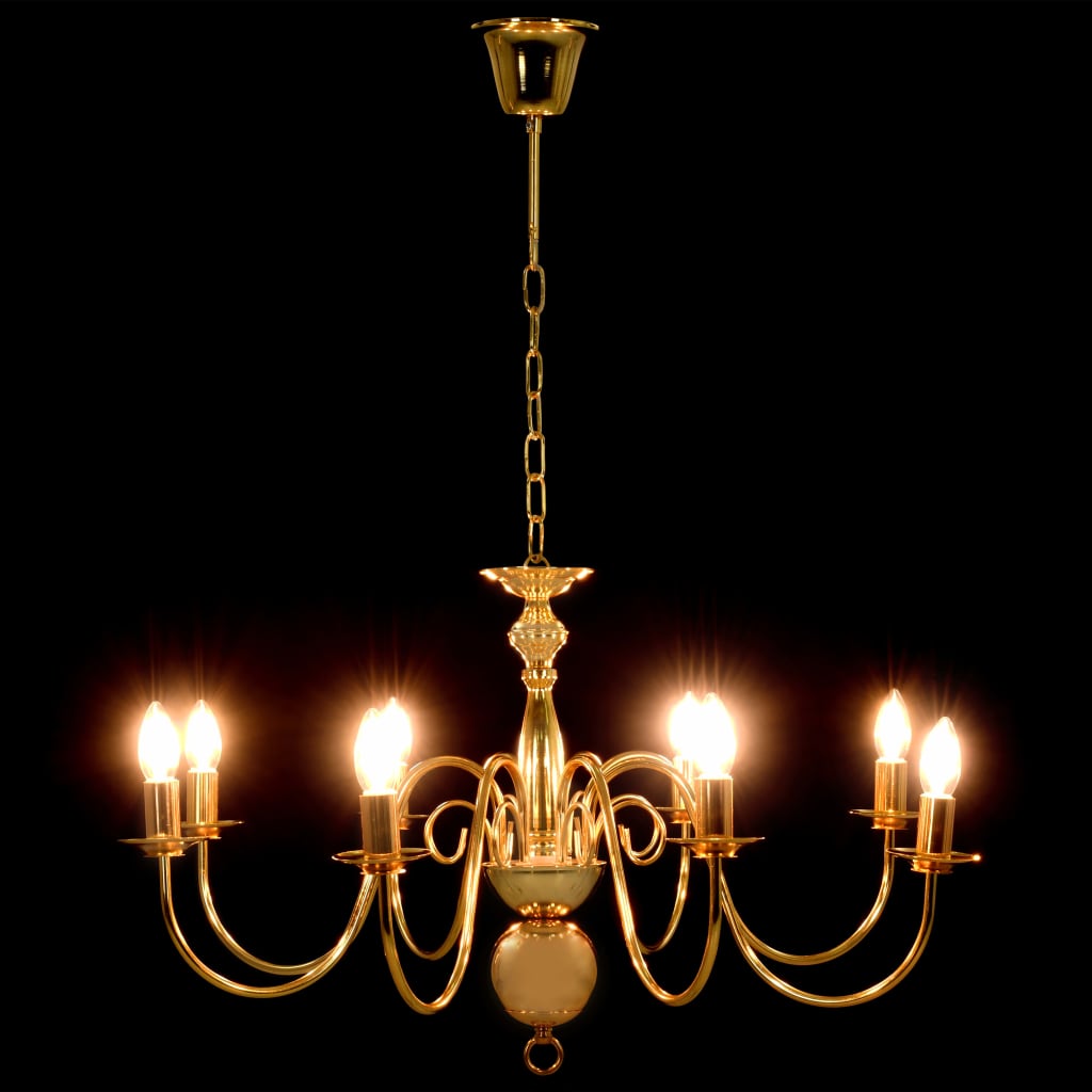 Chandelier, golden, with 8 x E14 light bulbs