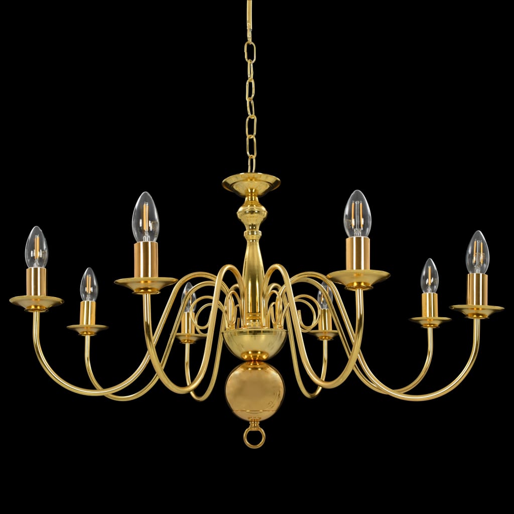 Chandelier, golden, with 8 x E14 light bulbs