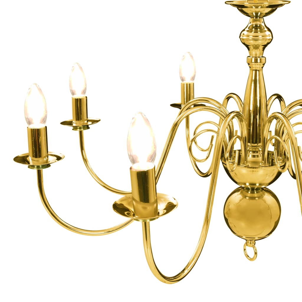 Chandelier, golden, with 8 x E14 light bulbs