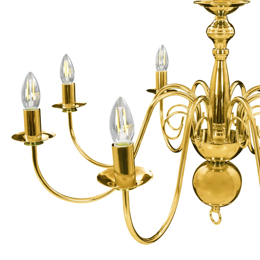 Chandelier, golden, with 8 x E14 light bulbs