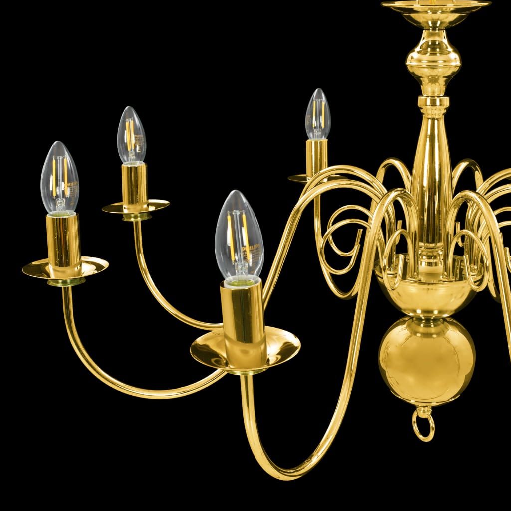 Chandelier, golden, with 8 x E14 light bulbs