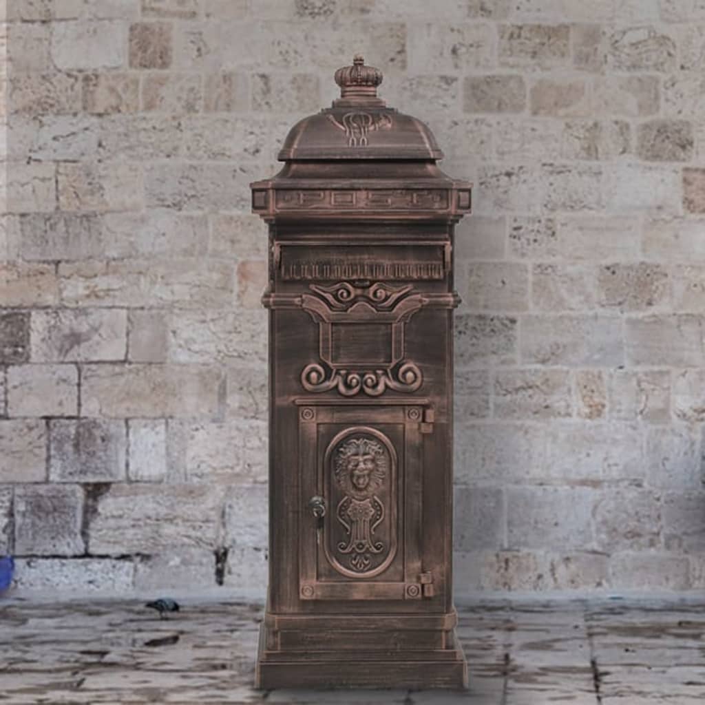 Column-shaped vintage mailbox, rust-proof, bronze