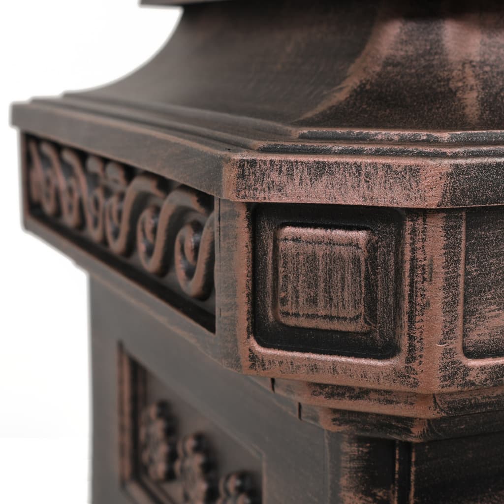Column-shaped vintage mailbox, rust-proof, bronze