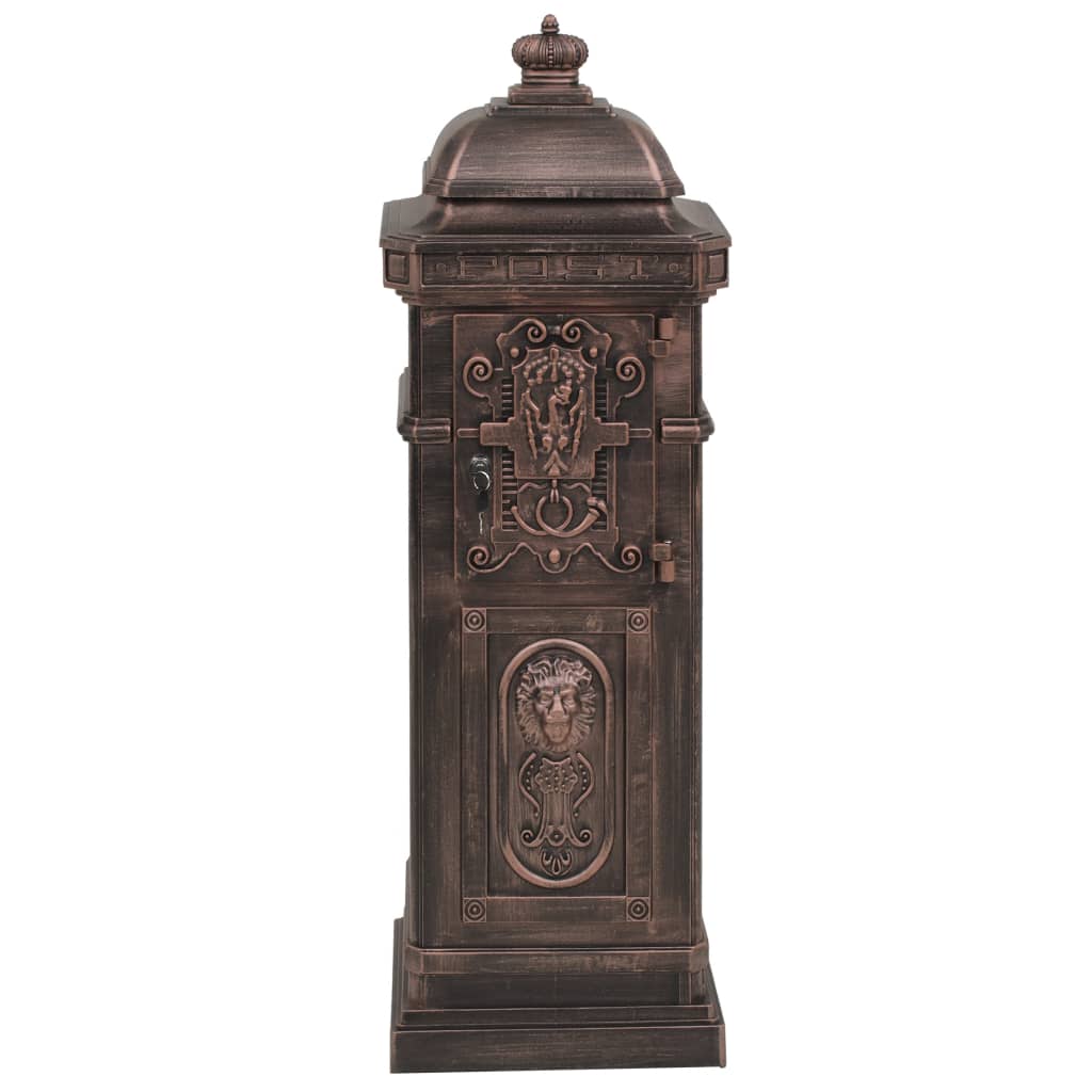Column-shaped vintage mailbox, rust-proof, bronze
