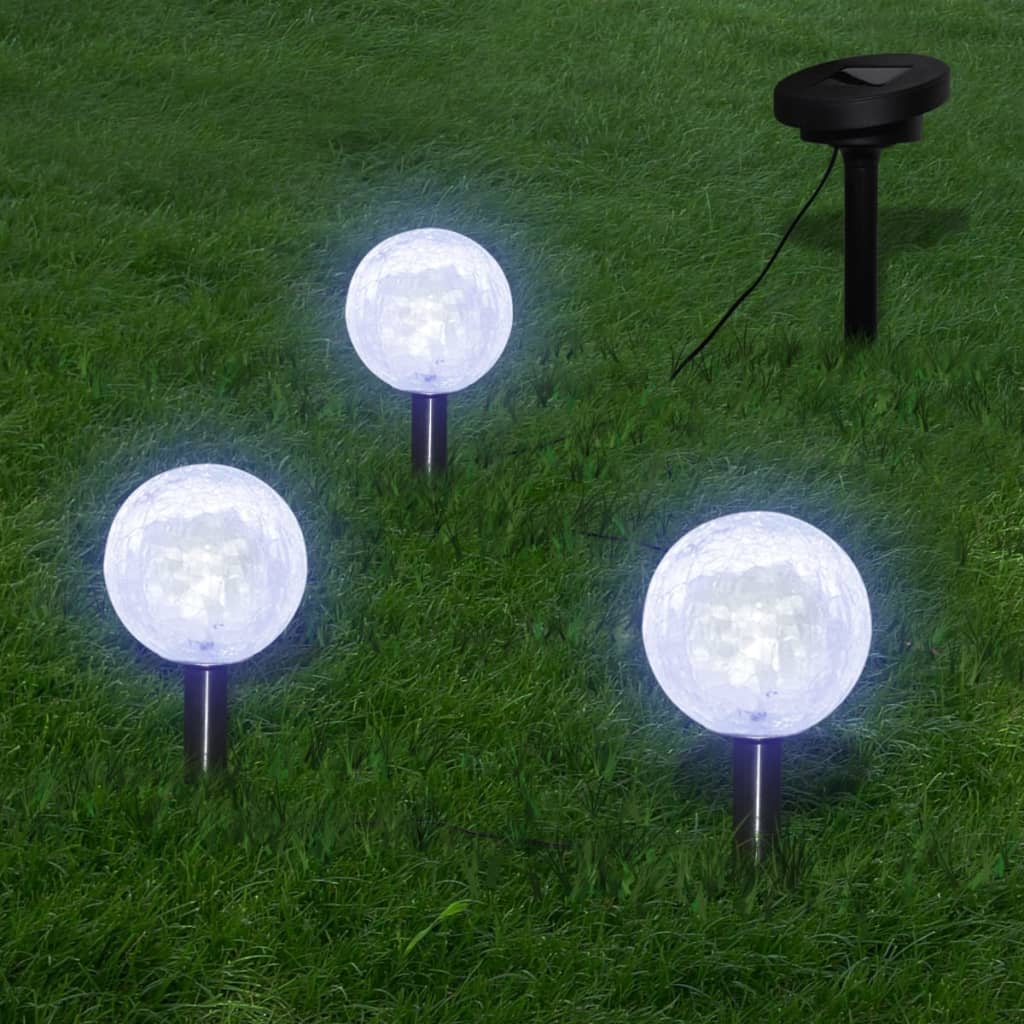 Light balls, 3 LED garden lights with ground stakes and solar panel