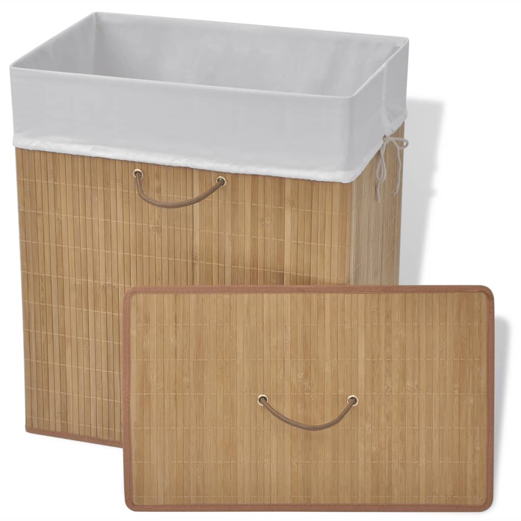 Bamboo laundry basket, rectangular, natural