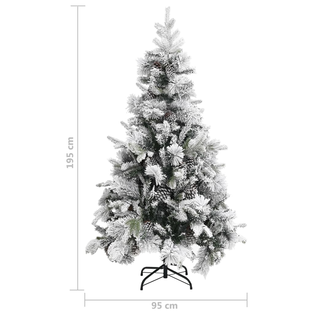 Christmas tree with snow and cones, 195 cm, PVC&PE