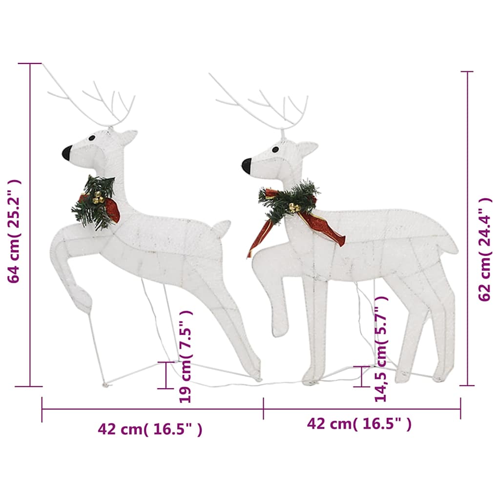Christmas reindeer 2 pcs white, 40 LEDs