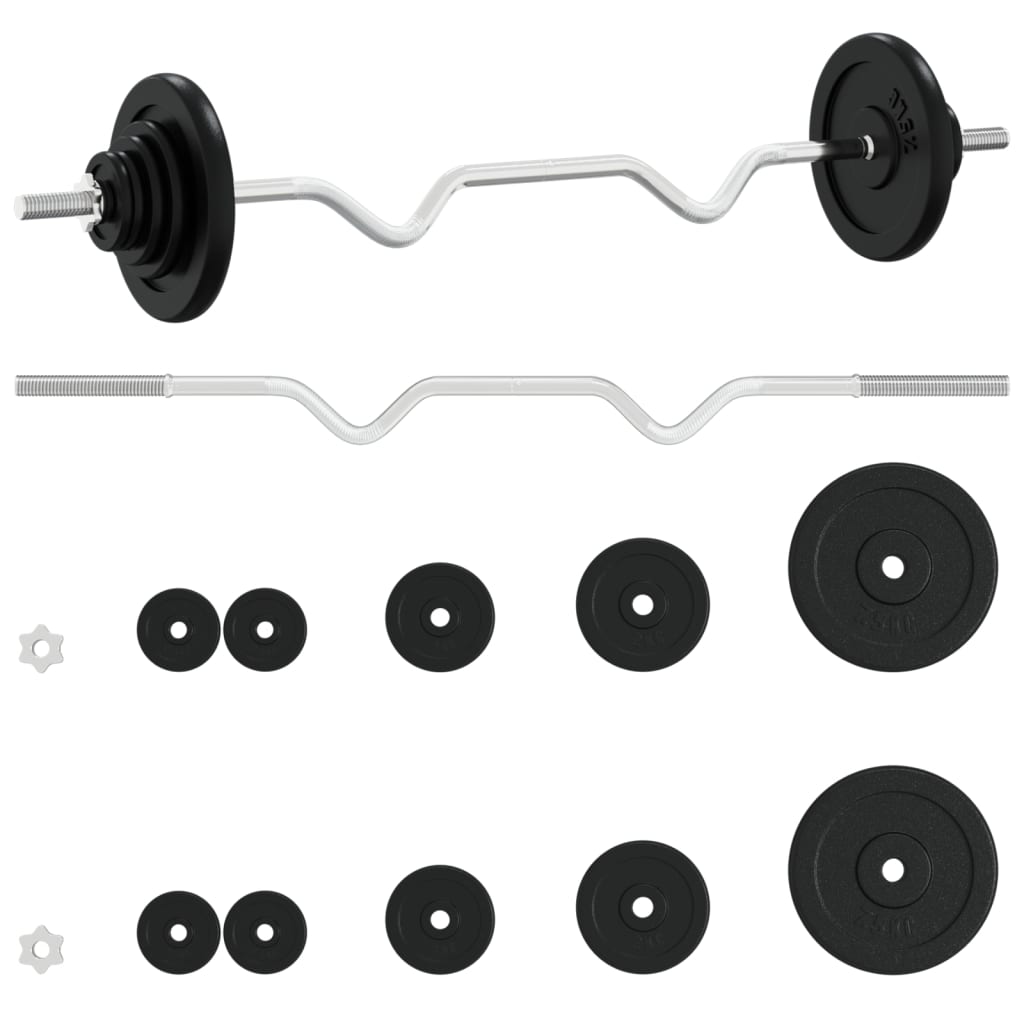 Bar with discs 30 kg cast iron and chromed steel