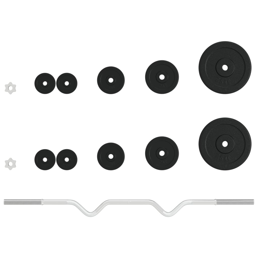 Bar with discs 30 kg cast iron and chromed steel